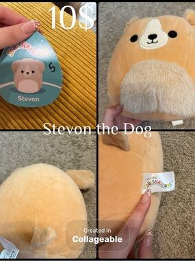 Squishmallows Stevon the Dog Plush - Tan and Cream